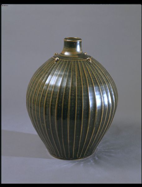 Vase : Leach, Bernard : V&A, stoneware with tenmoku glaze and vertical ribbing. Bernard Leach Pottery, Pottery Totem, John Dix Pottery, Interesting Ceramics, Bernard Leach, Shoji Hamada, Tenmoku Glaze, Collectible Pottery Vase Tpg, Contemporary Pottery