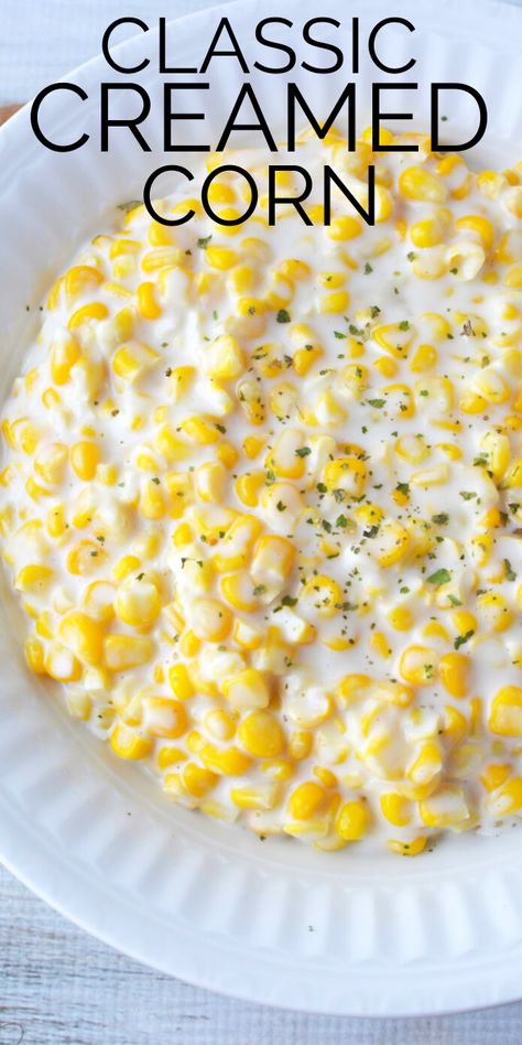 This classic creamed corn side dish recipe has just the right amount of sweetness and creaminess. Creamy, buttery, and super sweet corn is a must have at your Thanksgiving, holiday, or weeknight table. You won't believe how easy this recipe is! Crockpot Creamed Corn, Creamed Corn Recipe Easy, Easy Creamed Corn, Canned Corn Recipes, Sweet Cream Corn, Corn Recipes Side Dishes, Sweet Corn Recipes, Corn Side Dish, Creamed Corn Recipes