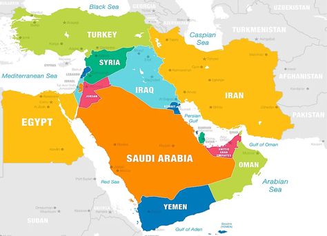 How Many Countries Are There In The Middle East? - WorldAtlas Med Math, Aruba Map, Grammar Exercise, 3rd Grade Grammar, Middle East Map, History Tips, Bible Maps, Middle Eastern Countries, Middle East Food