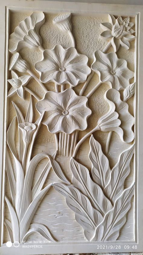 Floral Relief Sculpture, Flower Relief Sculpture, Wall Panel Texture, Balinese Art, Home Window Grill Design, Wood Carving Art Sculpture, Bali Decor, Drawing Furniture, Mural Art Design