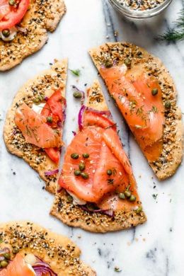 Fish Recipes | All of Your Favorite Fish Recipes & More Breakfast Flatbread, Lox Breakfast, Salmon Flatbread, Smoked Salmon Breakfast, Salmon Breakfast, Pasta Alternative, Skinny Taste Recipes, Breakfast Pizza, Food Tasting