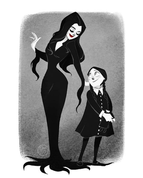 Morticia and Wednesday Strange And Unusual, Wednesday Addams, Long Hair, A Woman, Hair, Black