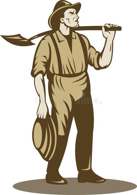 Miner prospector or gold digger. Illustration of a Miner, prospector or gold dig #Sponsored , #Affiliate, #AD, #prospector, #dig, #Illustration, #Miner Miner Illustration, Digger Illustration, Gold Miners, California Gold Rush, Forty Niners, Gold Prospecting, Illustrator Design Tutorial, Person Drawing, California History