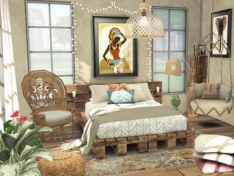 here is a cozy and rustic Boho Style Found in TSR Category 'Sims 4 Bedrooms' Sims 4 Boho Home Decor Cc, Sims 4 Cc Cottagecore Bedroom, Sims 4 Cc Cottagecore House, Sims 4 Cc Furniture Living Rooms Boho, Sims 4 Boho Living Room Cc, Sims 4 Cottage Core Bedroom, Cottage Bedroom Sims 4, Cozy Bedroom Sims 4, Nature Cc Sims 4