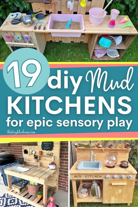 Let the kid's imagination run wild this summer with these outrageously fun DIY mud kitchens for kids that provide epic opportunities for sensory and imaginative play. Outdoor Mud Kitchens For Kids, Mud Kitchen Plans, Diy Outdoor Toys For Kids, Mud Kitchen Ideas, Kids Sink, Outdoor Play Kitchen, Diy Outdoor Toys, Mud Kitchen For Kids, Mud Kitchens