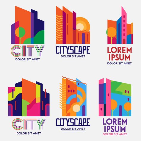 Free Download City Scape Logos Set City Logo Design Ideas, City Identity Design, City Logos Branding, City Logos Design, Conference Branding, Tourism Logo, City Branding, Logotype Typography, City Games