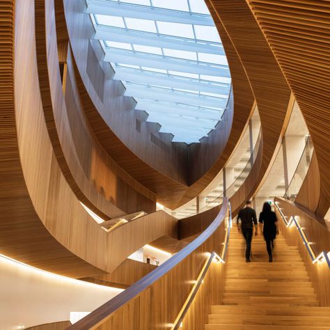 New Central Library, Canada, by Snøhetta and Dialog. Amazing Stairs, Wood Architecture, Design Picture, Central Library, Library Design, Stairs Design, Dundee, Architecture Firm, Architecture Project