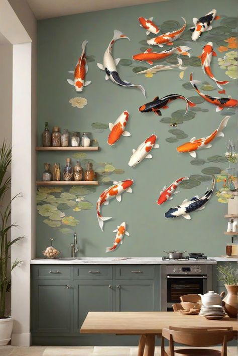 paint color consultant, room color consultant, interior paint design, custom color matching Koi Fish Mural, Fish Wall Painting, Koi Mural, Kitchen Wall Paint, Koi Fish Wallpaper, Paint Guide, Koi Painting, Paint For Kitchen Walls, Pond Painting