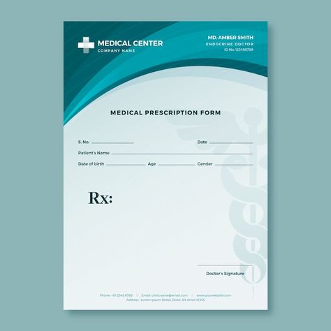 Prescription template design | Free Vector #Freepik #freevector #medical-prescription #prescription-template #doctor-prescription #prescription Doctors Prescription Design, Prescription Template, Doctor Prescription, Krishna Painting, Deep Quotes, Medical Prescription, Medical Center, Vector Photo, Company Names