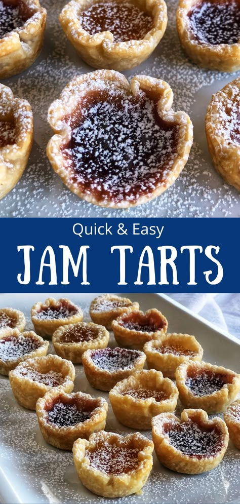 Jam Desserts, Pie Crust Pastry, Jam Ideas, Pillsbury Pie Crust, Easy Jam, Jam Tarts, Recipes For The Holidays, Refrigerated Pie Crust, Easy English