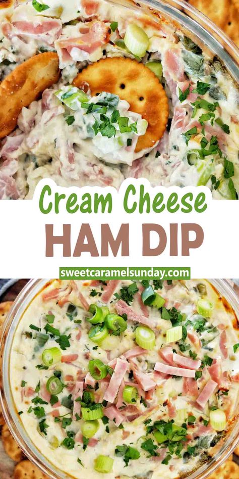 Ham Dip Recipe, Ham Dip, Ham Appetizers, Baked Dip, Green Onions Recipes, Ham Salad Recipes, Savoury Finger Food, Cream Cheese Recipes Dip, Cream Cheese Roll Up