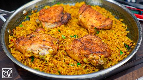 For a budget friendly chicken meal, try this Easy Chicken and Yellow Rice recipe! Easily accessible ingredients and a straightforward cooking process. Easy Chicken And Yellow Rice Recipe, Yellow Rice And Chicken, Chicken And Yellow Rice Recipe, Chicken N Rice, Yellow Rice Recipe, Chicken And Yellow Rice, Yellow Rice Recipes, Loaded Baked Potato Casserole, New Chicken Recipes