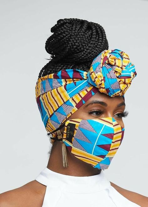 Blue Kente, Headwrap Hairstyles, African Hair Wrap, Kente Print, African Accessories, Head Wrap Styles, Hair Wrap Scarf, African Print Clothing, Hair Scarf Styles