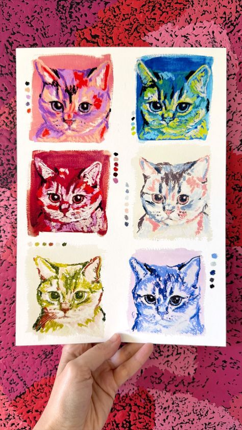 Gouache And Oil Pastel, Colour Pastel Drawing, How To Paint A Cat, Cat Colored Pencil, Pastel Color Combinations, Drawings Of Cats, Oil Pastel Portrait, Pastel Cat, Color Wheel Art