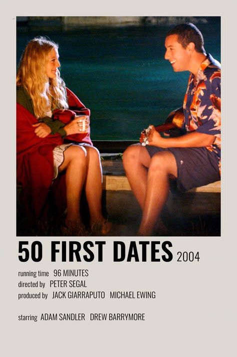 50 First Dates (2004) - [made by me @lydiaaf_] 50 First Dates Movie, Adam Sandler Drew Barrymore, Adam Sandler Movies, Rob Schneider, Romcom Movies, 50 First Dates, Afraid Of Commitment, Iconic Movie Posters, Girly Movies