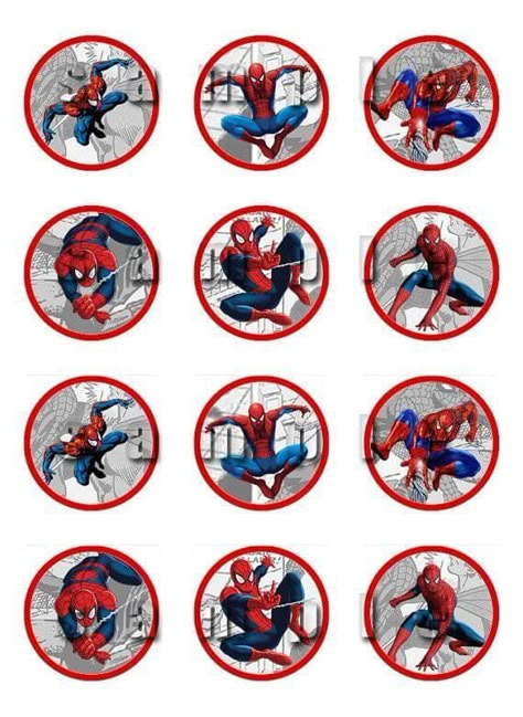 Spider Man Stickers, Spiderman Comic Book, Spiderman Cupcake Toppers, Diy Cake Topper Printable, Spiderman Topper, Spiderman Birthday Party Decorations, Spiderman Comic Books, Spiderman Stickers, Spiderman Cupcakes