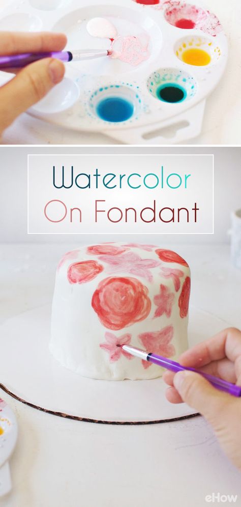 Forget the icing! You will want to paint on your cake this year! You can use safe-to-consume watercolored fondant by using color dust and liquid white icing color. Using food-safe brushes, adorn the cake with layered images of colorful florals. Perfect centerpiece of a bridal shower, baby shower or Mother's Day lunch. The how-to here: http://www.ehow.com/how_6209873_decorate-cakes-fondue.html?utm_source=pinterest.com&utm_medium=referral&utm_content=freestyle&utm_campaign=fanpage Paint Fondant, Paint On Fondant, How To Color Fondant, How To Use Fondant, White Fondant Cake, Fondant Techniques, Cupcakes Fondant, Diy Fondant, Decorate A Cake