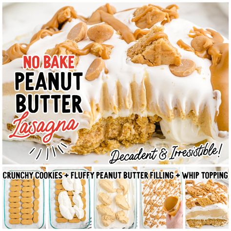 Peanut Butter Cool Whip Dessert, Peanut Butter Lasagna Desserts, Peanut Butter Pudding Dessert, Cookie Crust Dessert, Cream Cheese Pudding, Snickers Dessert, Melted Peanut Butter, Cookie Pudding Dessert, Cookie Dough Crust