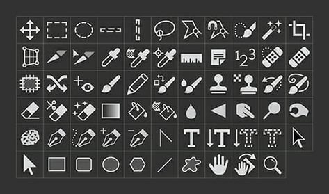 vertical toolbar icons photoshop cc2 Adobe Illustrator Pattern, Advertising Logo, Pencil Tool, Illustrator Brushes, Text Types, Text Tool, Photoshop Tools, Learning Graphic Design, Graphic Design Tools