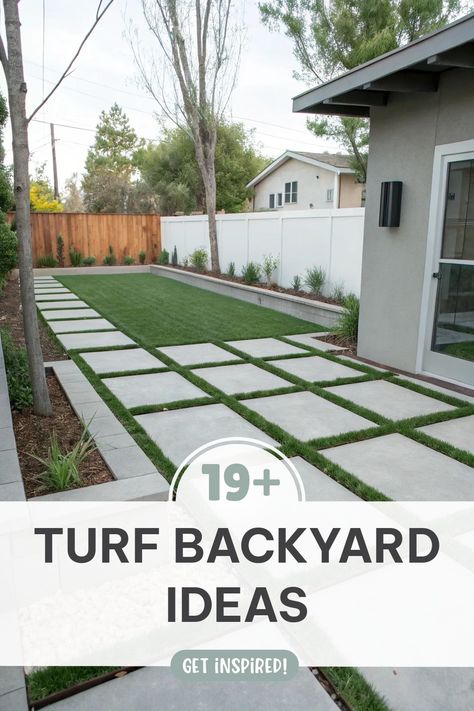 Click for More ➡️ | Save for Later ❤️ | Turf Backyard Ideas: Create a mini-dog park paradise for your furry friends! Low Grass Backyard, Backyard Turf Landscaping Ideas, Front Yard Turf Ideas, Turf And Pavers Backyard Ideas, Dog Turf Potty Area, Small Backyard With Turf, Patio Turf Ideas, Astroturf Garden Ideas, Grass And Pavers Backyard Ideas