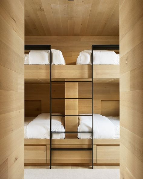 CLB Architects on Instagram: “Five Shadows was developed with a vision of five connected symmetrical agrarian forms — a compound of buildings organized to accommodate an…” Bunk Room Ideas, Modern Bunk, Bunk Bed Rooms, Bunk Beds Built In, Built In Bunks, Chalet Design, Adorable Home, Bunk Rooms, Bunk Bed Designs