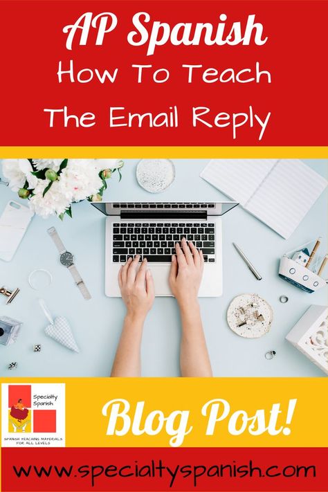 The email reply on the AP Spanish Language and Culture exam demands that students read quickly and respond to an email letter in 15 minutes. Wondering how to prepare them for success? Read this blog post for some tips and hints to getting your students a FIVE on this section of the exam! Ap Spanish Language And Culture, Email Reply, Ap Spanish Language, Ap Spanish, Spanish Teacher, Student Reading, 15 Minutes, Teaching Resources, Helpful Hints