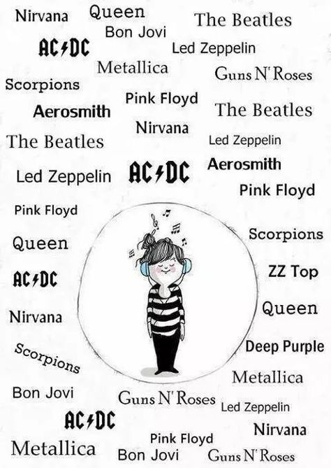 The Beatles Queen  Led Zeppelin Aerosmith Pink Floyd  AC/DC Metallica  Nirvana  Bon Jovi  Guns N' Roses Scorpions  ZZ Top Rock Music Quotes, Tenacious D, Amon Amarth, Dimebag Darrell, Rock Band Posters, Music Background, Band Wallpapers, We Will Rock You, Musica Rock