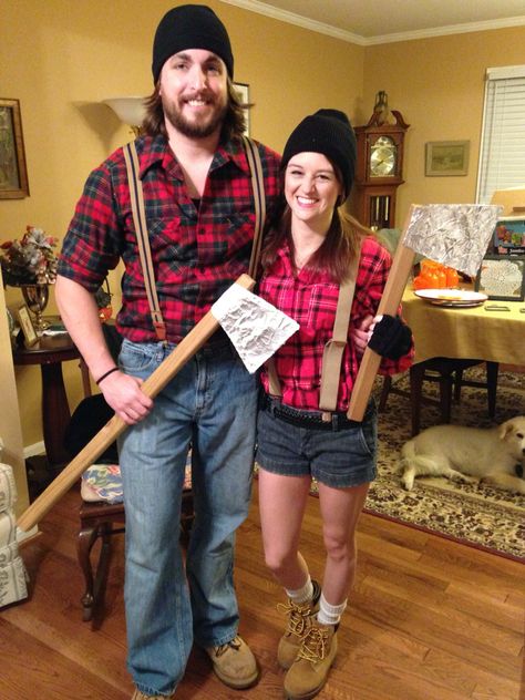 Lumber Jack Costumes, Lumberjack Costume Mens, Diy Lumberjack Costume, Lumberjack Couple Costume, Lumberjack Costume Female, Lumber Jack Costume, Cute Couples Halloween Costume Ideas, Lumberjack Halloween, Lumberjack Outfit