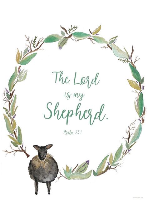 Watercolor Verses, Sheep Watercolor, Scripture Painting, The Lord Is My Shepherd, Circle Stickers, Prophetic Art, Diy Watercolor Painting, Verse Art, Bible Verse Art