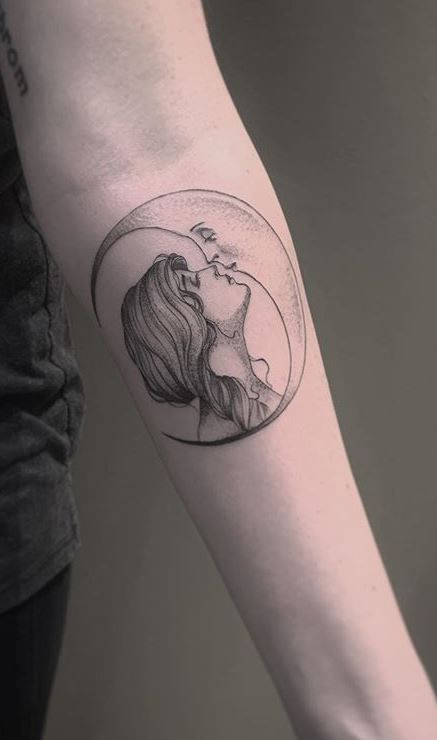 Moon Fairy Tattoo, Moon Tattoos Ideas, Blue Moon Tattoo, The Moon Tattoo, Half Moon Tattoo, Full Moon Tattoo, Stick Poke, Tattoo Ideas Inspiration, Moon Tattoos