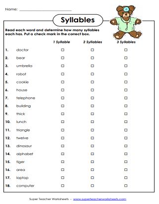 Printable Syllable Worksheets Syllables Worksheet, Closed Syllables, Spelling Worksheets, Free Kindergarten Worksheets, 1st Grade Worksheets, Teacher Worksheets, Interesting Topics, English Worksheets, Kindergarten Worksheets