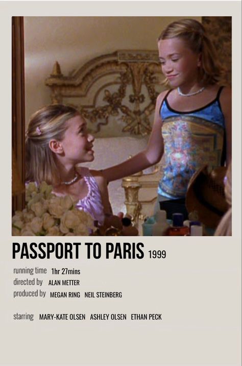 Olsen Twins Movies, Greece Movie, Passport To Paris, Olsen Family, Paris Movie, Olsen Sisters, Polaroid Movie Poster, Ashley Mary Kate Olsen, Film Night