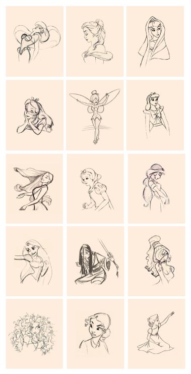 Sketches Of Disney Characters, Drawing Disney Princesses, Concept Art Disney, Sketch Disney, Pocahontas Tattoo, Disney Concept Art, Disney Sketches, Pinturas Disney, Disney Life