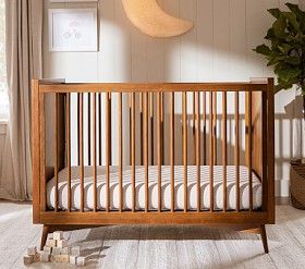 Mid Century Modern Baby Nursery, Mid Century Crib, Modern Baby Boy Nursery, Mid Century Bookshelf, Mattress Platform, Mid Century Modern Nursery, Mid Century Nursery, Modern Baby Nursery, Baby Cribs Convertible