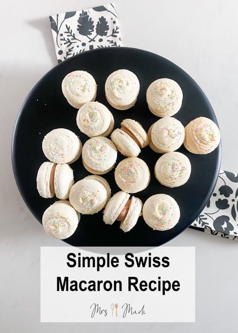 Pin this and bake the most delicious Simple Swiss Macarons at home! 

Click this Pin for the full recipe. Simple Swiss Macarons this recipe yields perfect, frustration free, macarons every time! Try this basic vanilla shell with any filling. Swiss Macarons Recipe, Swiss Macarons, Macarons Recipe, Macaron Cookies, Recipe Simple, Macaron Recipe, Oatmeal Raisin, Macarons, Cookie Recipes