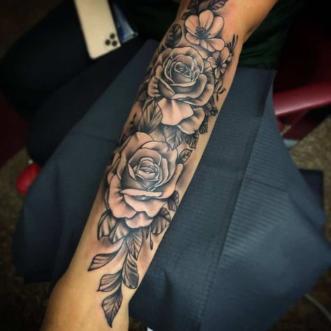 Half Sleeve Rose Tattoo, Arm Tattoos For Women Forearm, Rose Half Sleeve, Rose Tattoo Forearm, Rose Tattoo On Arm, Realistic Rose Tattoo, Rose Tattoo Sleeve, Rose Tattoos For Men, Rose Tattoos For Women