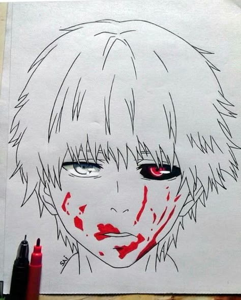 Chibi Tokyo Ghoul, Tokyo Ghoul Drawing, Tokyo Ghoul Kaneki, Tokyo Ghoul Anime, Anime Canvas Art, Anime Canvas, Anime Drawings Tutorials, Anime Character Drawing, Anime Drawings Boy