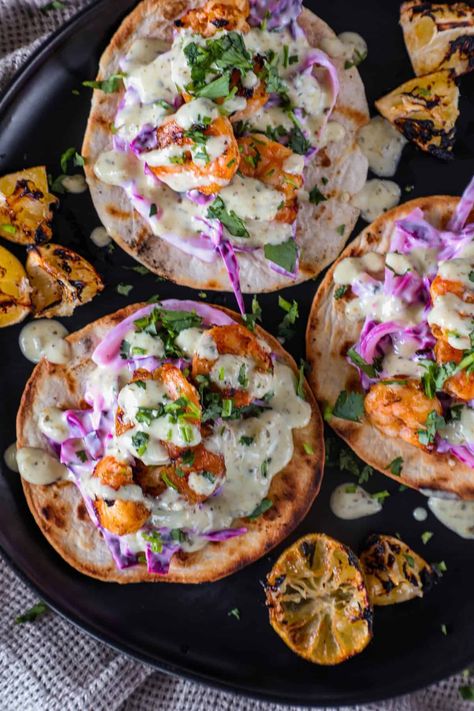 Grilled Shrimp Tacos - Sweet Cs Designs Grill Shrimp Tacos, Taco Slaw, Slaw For Shrimp Tacos, Street Tacos Recipe, Grill Shrimp, Grilled Shrimp Tacos, Street Taco Recipe, Flavorful Shrimp, Recipe Shrimp