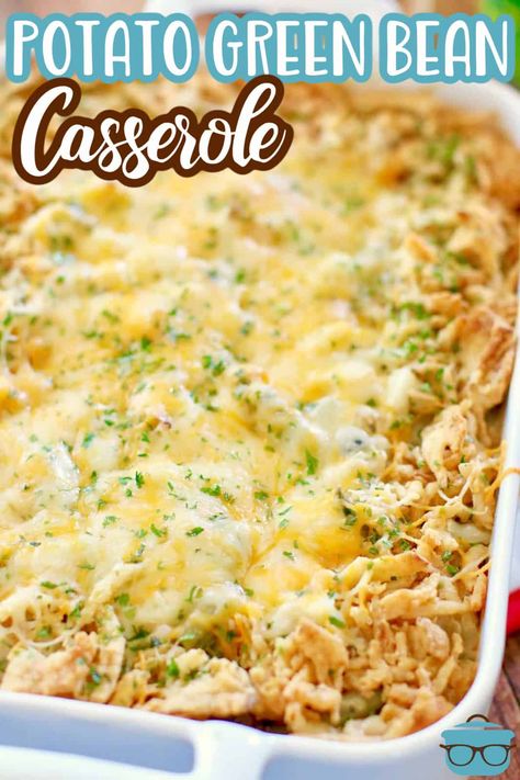 Potato Green Bean Casserole - The Country Cook Potato Green Bean Casserole, Green Bean Casserole With Bacon, Keto Green Bean Casserole, Potato Green Bean, Casserole Dinners, Green Bean Casserole Campbells, Casserole With Bacon, Classic Green Bean Casserole, Baked Green Beans