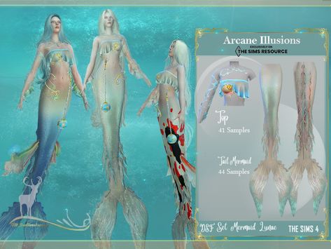 DansimsFantasy - Mermaid Lunae  Arcane Illusions is a theme... Sims 4 Cc Mermaid Tail Island Living, Sims 4 Dansimsfantasy Cc, Sims 4 Siren Cc, Sims 4 Cc Mermaid, Sims Mermaid, Sims 4 Mermaid Cc, Cc Sims4, Sims 4 Body Mods, Mermaid Outfit