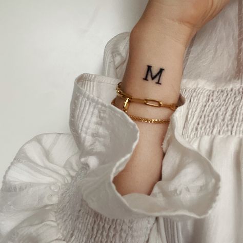 Letter M Tattoo, Letter M Tattoos, M Tattoo, Deep Tattoo, Floral Back Tattoos, M Tattoos, Shiva Tattoo Design, Tattoo For Son, Pretty Tattoos For Women