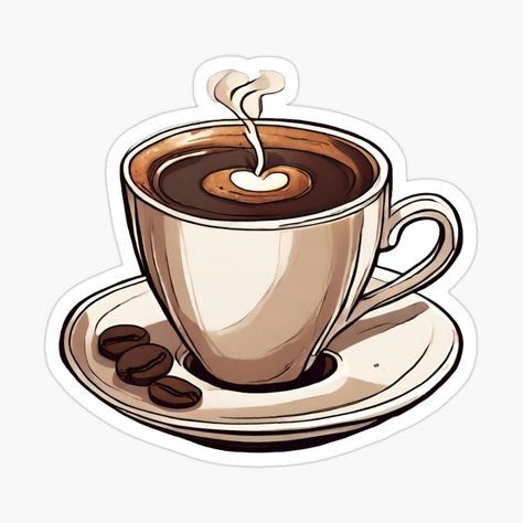 Get my art printed on awesome products. Support me at Redbubble #RBandME: https://www.redbubble.com/i/sticker/Drink-Coffee-and-Get-Up-Sleepyhead-by-DCreativeP/153576642.EJUG5?asc=u Stickers Journaling, Book Clip Art, Food Sticker, Coffee Tattoos, Single Stickers, Colorful Stickers, Drink Stickers, Happy Coffee, Cute Laptop Stickers