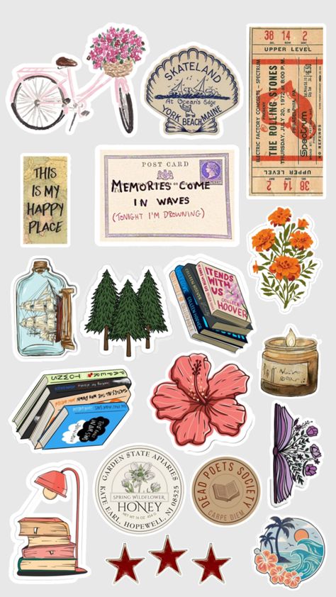 Sticker Design Inspiration, Scrapbook Printing, Scrapbook Stickers Printable, Scrapbook Journal, Aesthetic Stickers, Journal Stickers, Scrapbook Stickers, Sticker Book, الرسومات اللطيفة