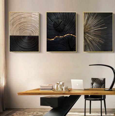 Set of 3 prints Art Deco Wood Rings Texture Abstract | Etsy Circle Canvas, Minimal Wall Art, Abstract Canvas Wall Art, Hang On, Gold Wood, Carlisle, Canvas Pictures, Wall Art Painting, Abstract Canvas