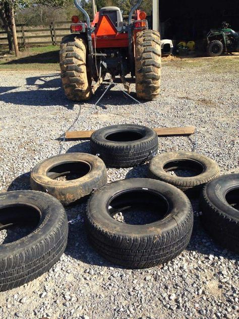 Arena drag from tires Diy Arena Drag, Arena Drag, Tack Storage, Yard Tractors, Barn Layout, Horse Farm Ideas, Barn Hacks, Horse Barn Ideas Stables, Horse Arena