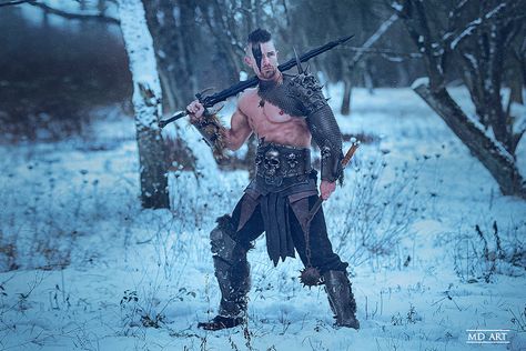 Winter Warrior by MD-Arts Barbarian Rpg, Halls Of Valhalla, Viking Battle, Alan Ritchson, Character Actions, Celtic Warriors, Pose Reference Photo, Drawing Poses, Ancient History