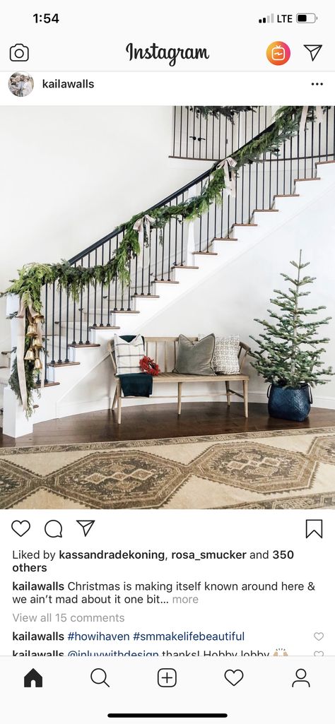 Greenery On Staircase, Doorway Garland, Christmas Doorway, Lindye Galloway, Have A Holly Jolly Christmas, Holly Jolly Christmas, Greenery Garland, Salon Interior Design, Twas The Night