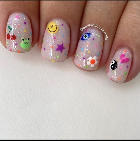 Kids Nail Designs, Nail Art For Kids, Confetti Nails, Super Cute Nails, Magic Nails, Style Nails, Summery Nails, Cute Gel Nails, Nails For Kids