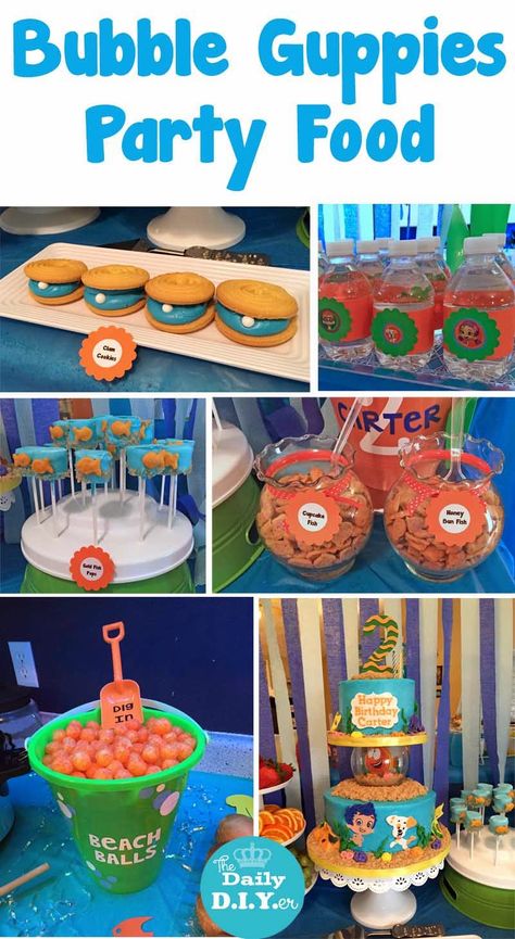 Sea Themed Party Food, Birthday Ideas Food, Bubble Guppies Themed Birthday Party, Bubble Guppies Birthday Party Ideas, Sea Themed Birthday Party, Bubble Guppies Theme, Bubble Guppies Cake, Bubble Guppies Birthday Party, Bubble Guppies Party