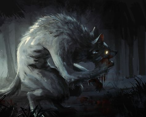 White Werewolf, Werewolf Aesthetic, Werewolf Art, Vampires And Werewolves, Canine Art, World Of Darkness, Creatures Of The Night, Creature Feature, A Wolf